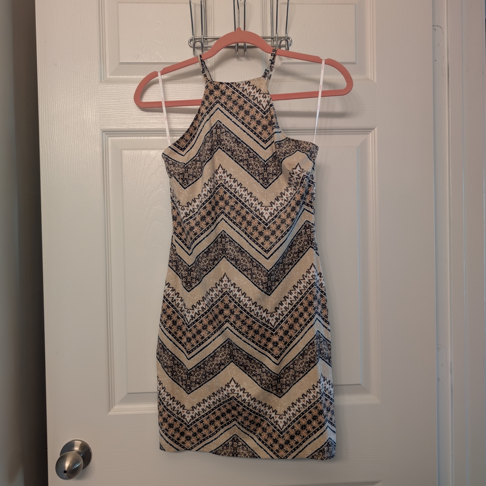 Chevron Patterned Halter Dress